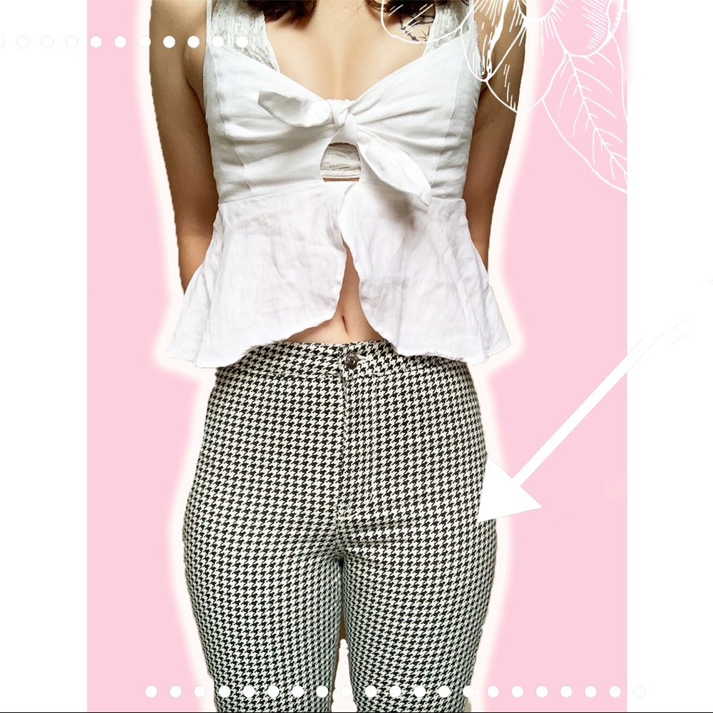 H&M black and white Gingham high rise pants size 2